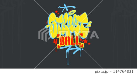 Abstract Hip Hop Hand Written Urban Street Art Graffiti Style Word Streetball Vector Illustration Abstract Hip Hop Hand Written Urban Street Art Graffiti Style Word Streetball Vector Illustration 114764831