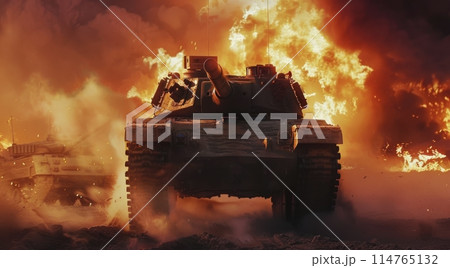 Tank Facing Large Fireのイラスト素材 [114765132] - PIXTA