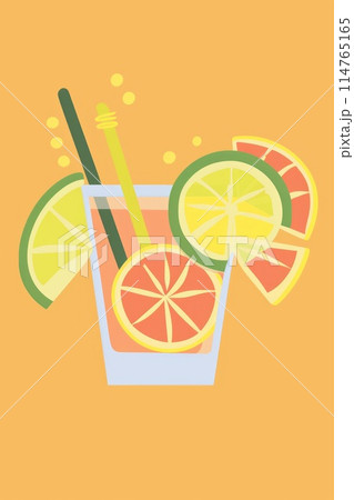 A stylized illustration of a refreshing tropical orange beverage 114765165