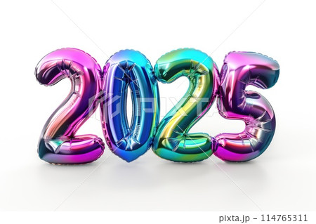 Colorful 2025 Balloons for New Year Celebration 114765311