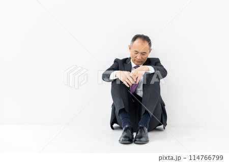 ミドル男性　ビジネス　座り込む 114766799