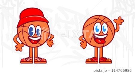 Urban Street Art Graffiti Style Basketball Cartoon Mascot Characters Vector Illustration Urban Street Art Graffiti Style Basketball Cartoon Mascot Characters Vector Illustration 114766986