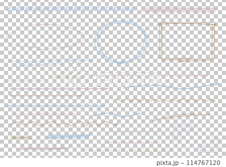 Handwritten pen lines and frames, underlines, dull colors, colorful 114767120