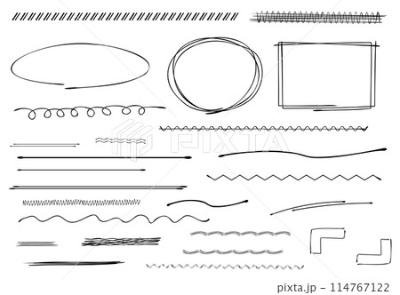 手書きペンの罫線やフレーム　アンダーライン　黒 114767122