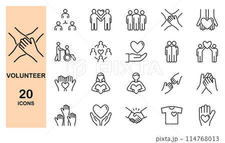 ボランティアに関するアイコンセット 114768013