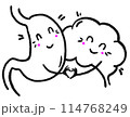 Happy Stomach and Brain - Doodle Vector Illustration 114768249