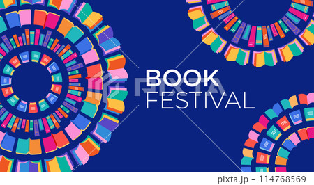 Book festival, books sale, back to school concept design. Colorful vector design and illustrations 114768569