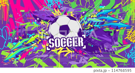 Abstract Hip Hop Urban Street Art Graffiti Style Soccer Or Football Illustration Background Abstract Hip Hop Urban Street Art Graffiti Style Soccer Or Football Illustration Background 114768595
