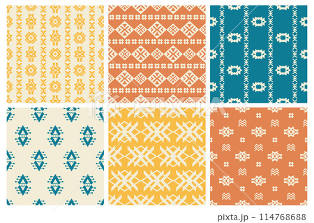 Tribal Southwestern Navajo Seamless Patterns Set Tribal Southwestern Navajo Seamless Patterns Set 114768688