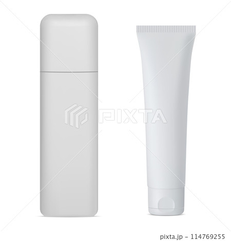 Cosmetic tube plastic blank, realistic vector design 114769255