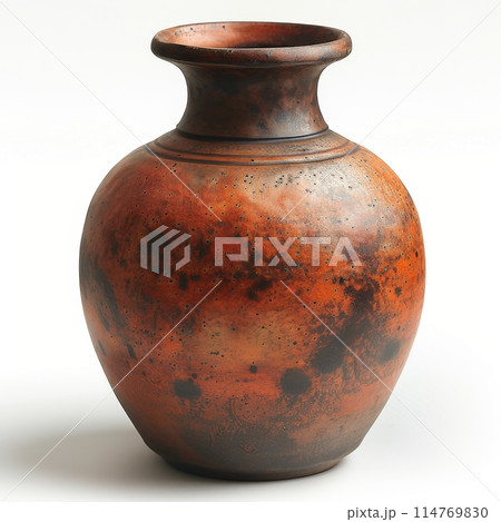 Ancient Ceramic Vase on White Background Ancient Ceramic Vase on White Background 114769830