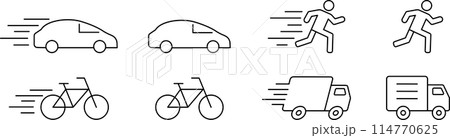 走る人と乗り物のアイコンセット 114770625