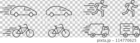 奔跑的人和車輛的圖示集 奔跑的人和車輛的圖示集 114770625