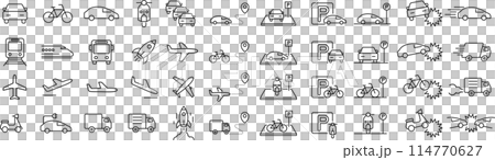 Vector vehicle line icon set 114770627