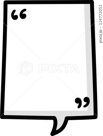 Black and white color speech bubble balloon with quotation marks, icon sticker memo keyword planner text box banner, flat png transparent element design 114772052