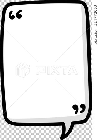 Black and white color speech bubble balloon with quotation marks, icon sticker memo keyword planner text box banner, flat png transparent element design 114772053