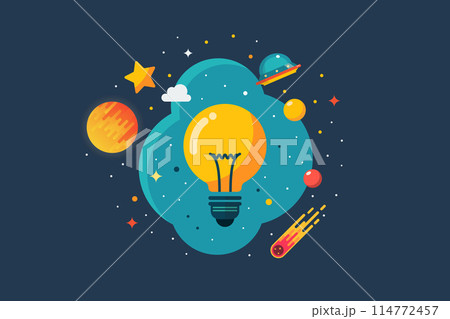 Lightbulb with elements creative idea concept. 114772457