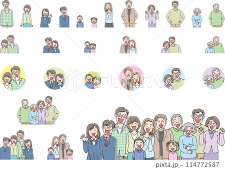 人物イラスト_笑顔の人_色々な年代の人物イラストセット 人物イラスト_笑顔の人_色々な年代の人物イラストセット 114772587