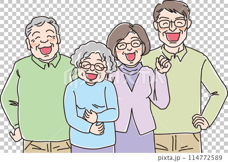 People illustration _ Smiling people _ People of various ages _ 4 elderly men and women People illustration _ Smiling people _ People of various ages _ 4 elderly men and women 114772589