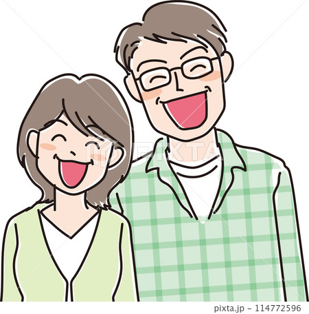 人物イラスト_笑顔の人々_中年男女_熟年夫婦 人物イラスト_笑顔の人々_中年男女_熟年夫婦 114772596