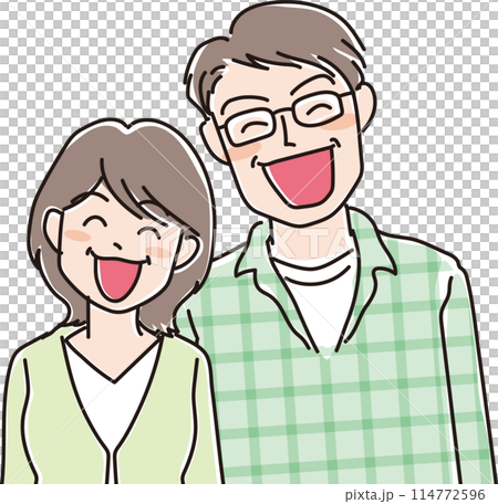 人物イラスト_笑顔の人々_中年男女_熟年夫婦 人物イラスト_笑顔の人々_中年男女_熟年夫婦 114772596