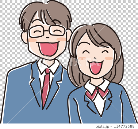 People illustration_smiling people_uniformed students, male and female_glasses male students_female students 114772599