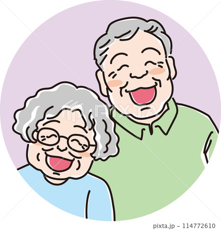 人物イラスト_笑顔の人々_笑顔の高齢カップル_70代男性_70代女性_笑顔の高齢者 人物イラスト_笑顔の人々_笑顔の高齢カップル_70代男性_70代女性_笑顔の高齢者 114772610