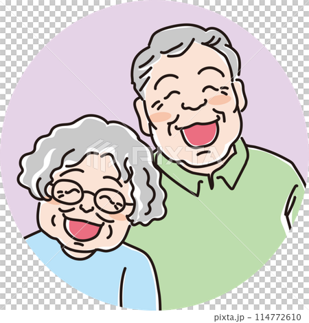 人物イラスト_笑顔の人々_笑顔の高齢カップル_70代男性_70代女性_笑顔の高齢者 人物イラスト_笑顔の人々_笑顔の高齢カップル_70代男性_70代女性_笑顔の高齢者 114772610