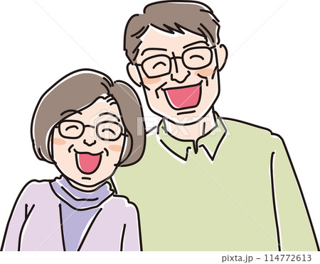 人物イラスト_笑顔の人々_笑顔の50代カップル_50代男性_50代女性 人物イラスト_笑顔の人々_笑顔の50代カップル_50代男性_50代女性 114772613