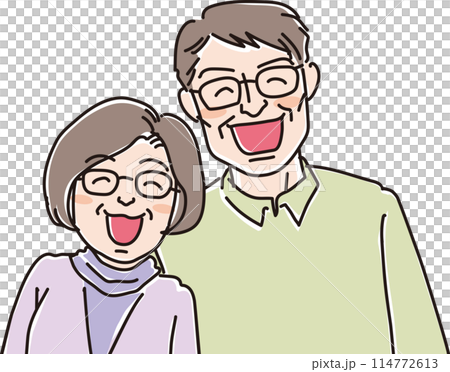 人物イラスト_笑顔の人々_笑顔の50代カップル_50代男性_50代女性 人物イラスト_笑顔の人々_笑顔の50代カップル_50代男性_50代女性 114772613