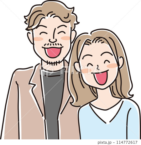 人物イラスト_笑顔の人々_笑顔の30代カップル_30代男性_30代女性 人物イラスト_笑顔の人々_笑顔の30代カップル_30代男性_30代女性 114772617