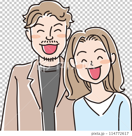 人物イラスト_笑顔の人々_笑顔の30代カップル_30代男性_30代女性 人物イラスト_笑顔の人々_笑顔の30代カップル_30代男性_30代女性 114772617