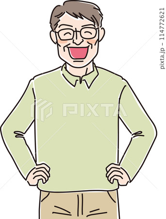 人物イラスト_笑顔の人々_笑顔の中年男性_50代60代男性_笑顔のおじちゃん 人物イラスト_笑顔の人々_笑顔の中年男性_50代60代男性_笑顔のおじちゃん 114772621