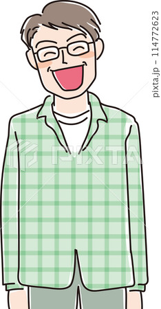 人物イラスト_笑顔の人々_笑顔の中年男性_40代50代男性_笑顔のおじちゃん 人物イラスト_笑顔の人々_笑顔の中年男性_40代50代男性_笑顔のおじちゃん 114772623