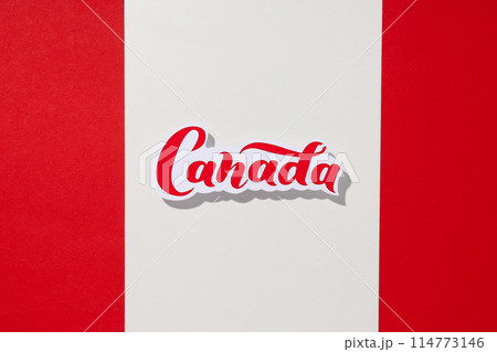 The inscription Canada on a white-red background 114773146