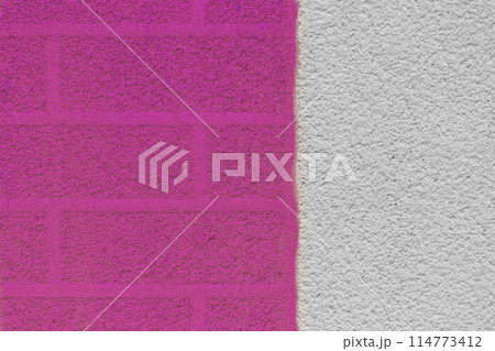 Pink rough wall brick abstract pattern two colors and white plaster texture background design 114773412