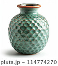 Embossed Sage Green Ceramic Vase with Coastal Pattern 114774270