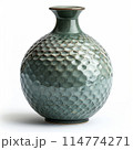 Embossed Sage Green Ceramic Vase with Coastal Pattern 114774271