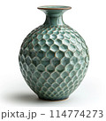 Embossed Sage Green Ceramic Vase with Coastal Pattern 114774273