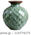 Embossed Sage Green Ceramic Vase with Coastal Pattern 114774275