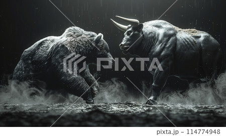 投資のブル・ベアのイメージ	 114774948