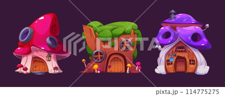 Gnome houses set isolated on background 114775275