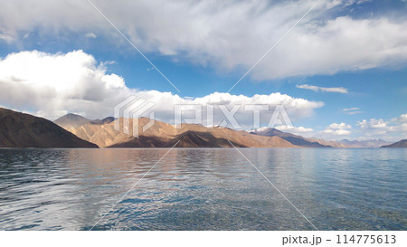 Beautiful Landscape Of Pangong Lake In Ladakh, India. Beautiful Landscape Of Pangong Lake In Ladakh, India. 114775613