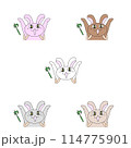 野うさ、登山うさぎ、ハイキングうさぎ、ゆるキャラうさぎ、うさぎのかわいいイラストセット 114775901