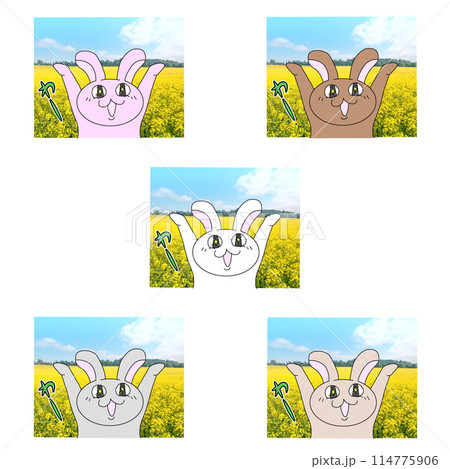 野うさ、登山うさぎ、ハイキングうさぎ、ゆるキャラうさぎ、可愛いうさぎのイラスト 野うさ、登山うさぎ、ハイキングうさぎ、ゆるキャラうさぎ、可愛いうさぎのイラスト 114775906