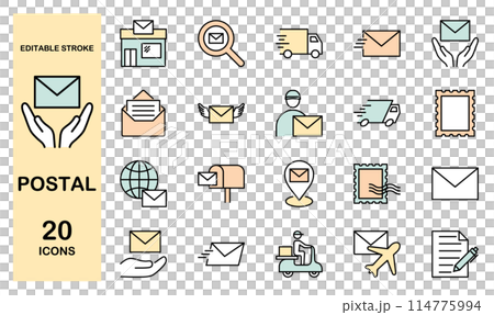 Postal icon set color 114775994