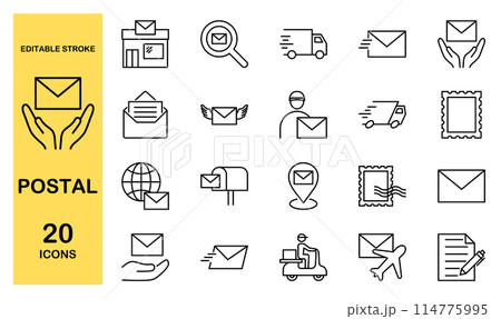 郵便に関するアイコンセット 郵便に関するアイコンセット 114775995