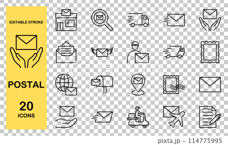 郵便に関するアイコンセット 郵便に関するアイコンセット 114775995