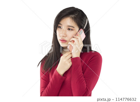 young asian woman feeling anxious 114776632