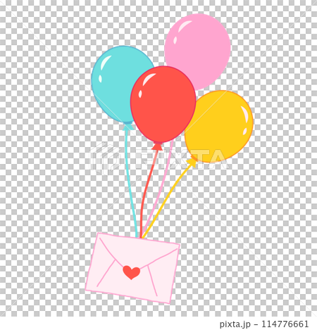手紙のついた風船イラスト 手紙のついた風船イラスト 114776661